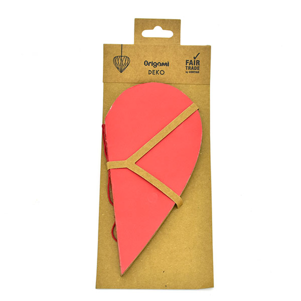 Papierdeko Origami 18 cm RAINBOW HEART, bunt, FSC Papier / CONTIGO Fairtrade Onlineshop