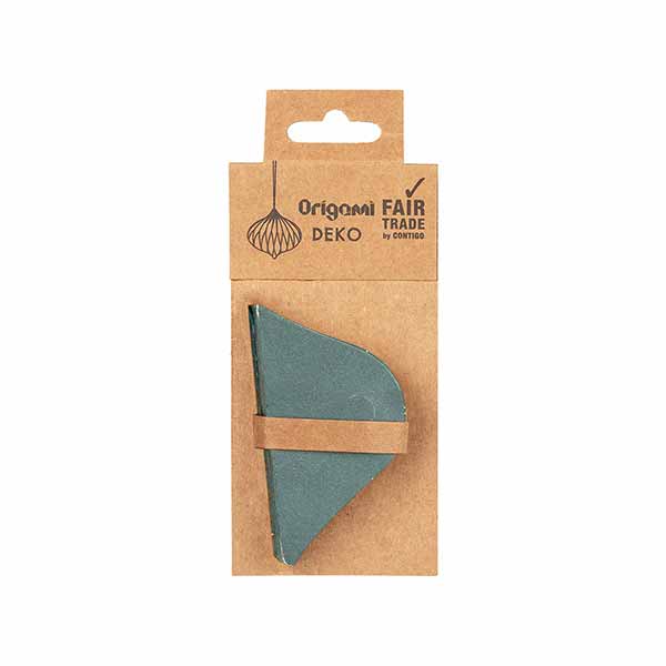 Papierdeko Origami 6,5cm ONION petrol, Goldrand / CONTIGO Fairtrade Onlineshop
