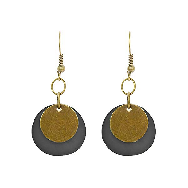 Ohrringe zweiteilig schwarz, Tagua