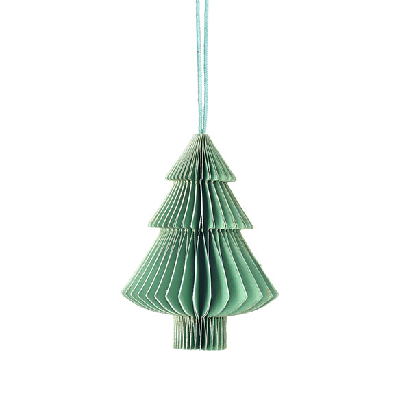 Papierdeko Origami Weihnachtsbaum, 7,5cm, mintgrün, Goldrand / CONTIGO Fairtrade Onlineshop
