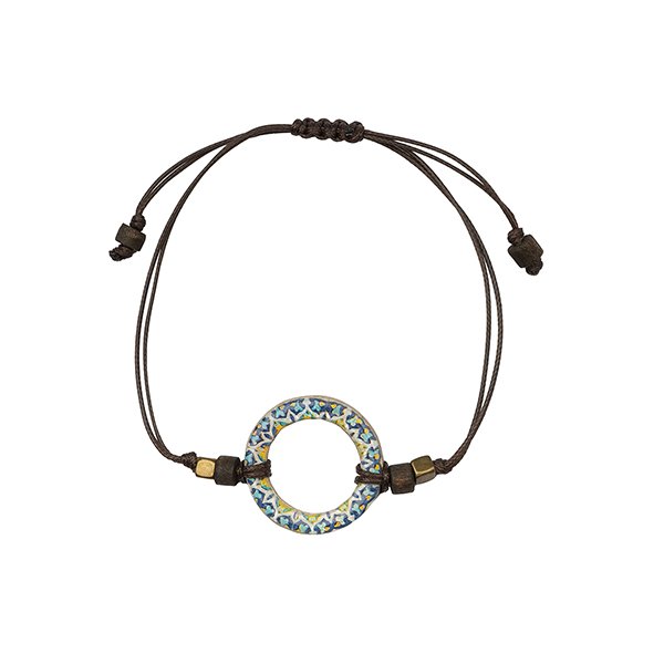 Armband Mini Blüte blau-bunt, Fliese