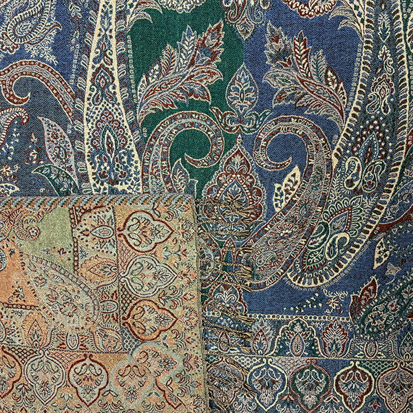 Wollschal PAISLEY blau-grün-creme-mix, 200x70cm Wolle / CONTIGO Fairtrade Onlineshop
