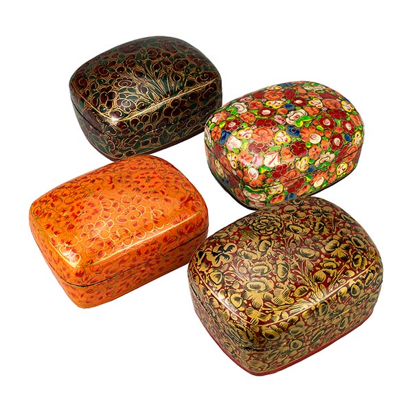 Dose Kaschmir, 12x9cm, handbemalt, Pappmaché / CONTIGO Fairtrade Onlineshop