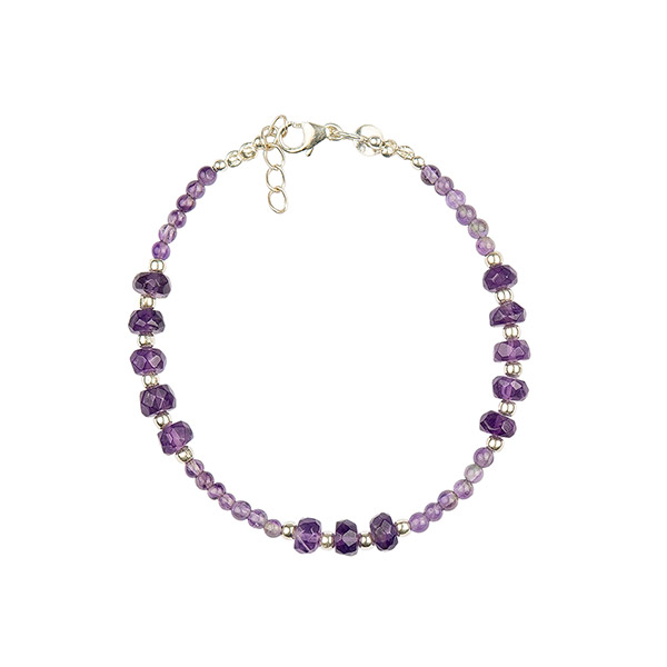 Armband SPARKLING, Amethyst + Silberperlchen / CONTIGO Fairtrade Onlineshop