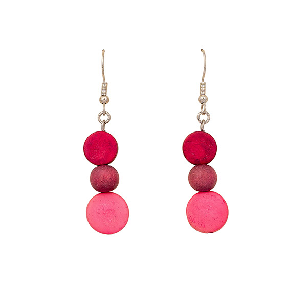 Ohrringe Puntos TRIO, rosa-pink, Kokosnuss / CONTIGO Fairtrade Onlineshop