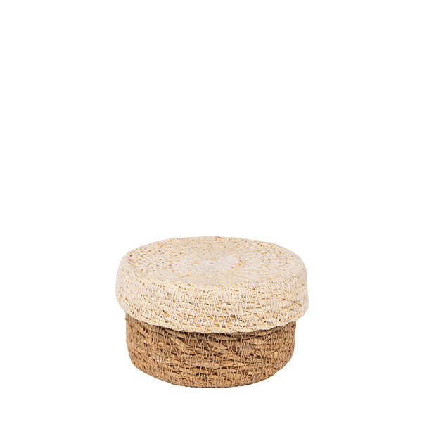 Aufbewahrungskorb 10x6cm TWO-TONE plus Deckel, rund, Hogla / CONTIGO Fairtrade Onlineshop