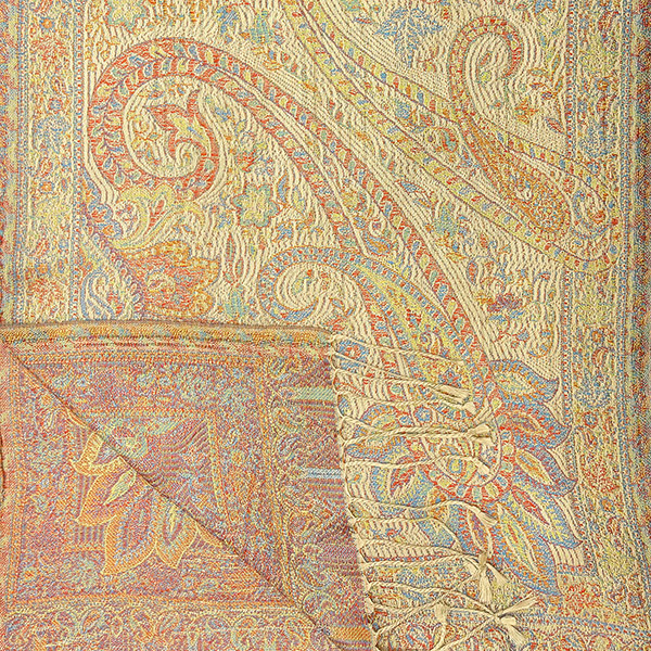 Schal PAISLEY vanille-blau-rot-mix, 165x35cm, Seide / CONTIGO Fairtrade Onlineshop