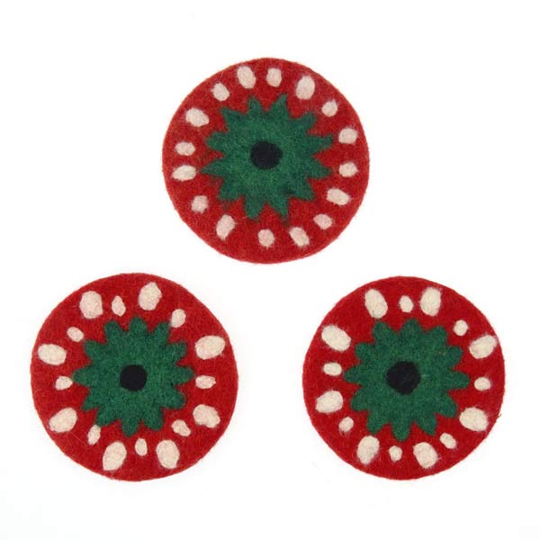 Glasuntersetzer ERDBEERE, Wollfilz / CONTIGO Fairtrade Onlineshop