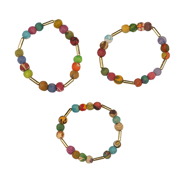 Armband beads and sticks , bunt, Textil mit Messing / CONTIGO Fairtrade Onlineshop