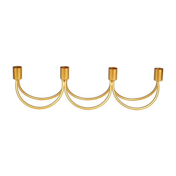 Kerzenhalter für 4 Stabkerzen, lang, gold, Eisenblech
