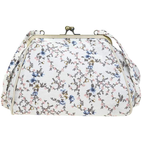 Tasche mit Metallverschluss BLOSSOM weiß, Leinen SONDERPREIS