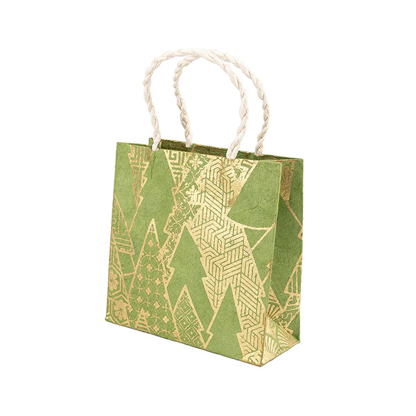 Geschenktüte XS WEIHNACHTSWALD, grün-gold, Loktapapier / CONTIGO Fairtrade Onlineshop