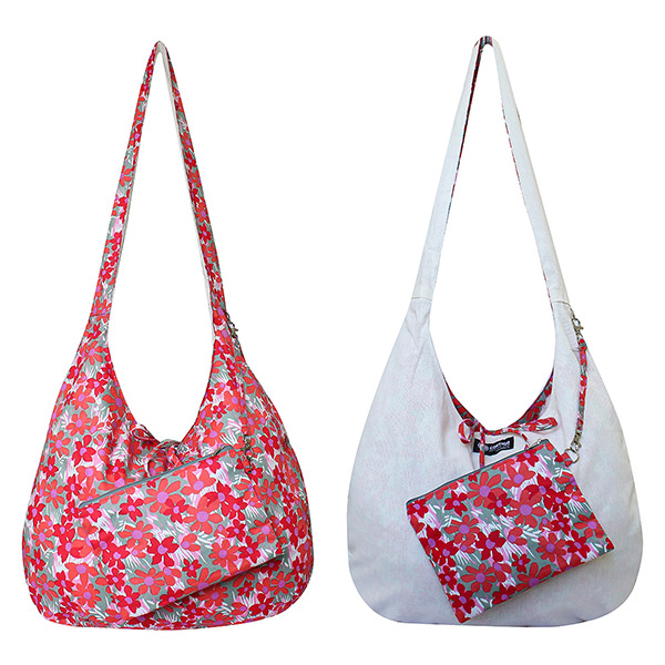 Wendetasche DAHLIA, rot-orange-weiß, bedruckte Baumwolle / CONTIGO Fairtrade Onlineshop