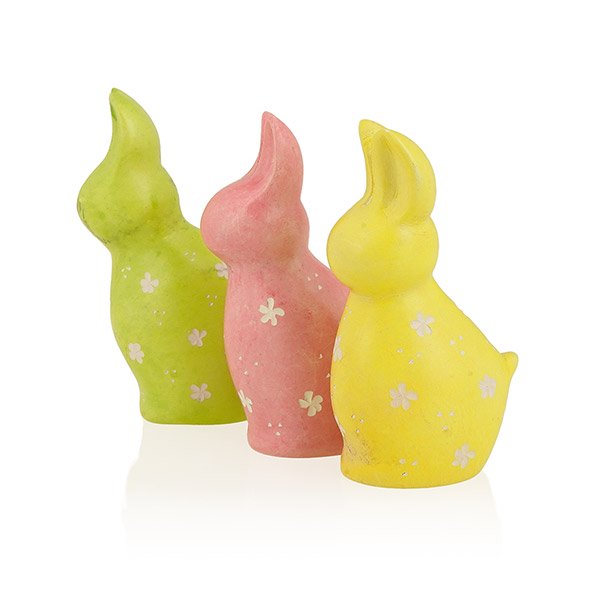 Osterhase FLORA pastell 9cm (Stückpreis), Speckstein