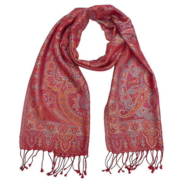 Schal PAISLEY, blau-beere, 165x35 cm, 100 % Seide