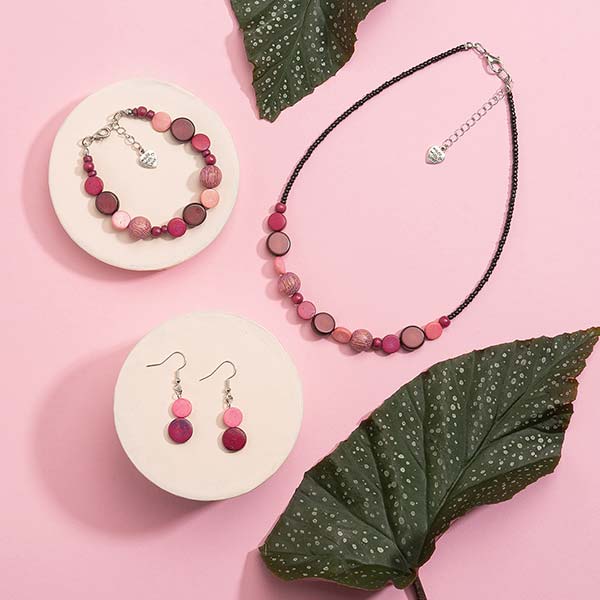 Armband Buri/Kokos Mix Beerentöne / CONTIGO Fairtrade Onlineshop