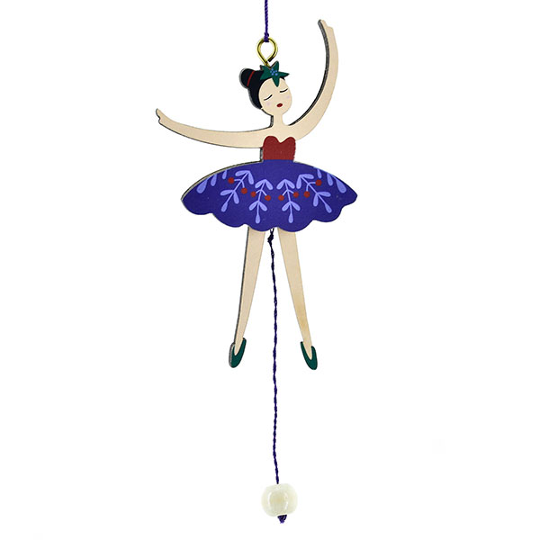 Hampelfigur Ballerina blau-rot, MDF