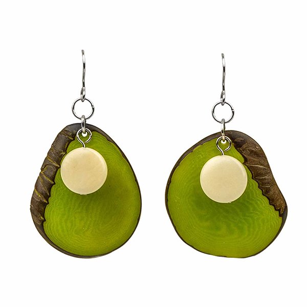 Ohrringe DOUBLE kiwi-natur, Tagua