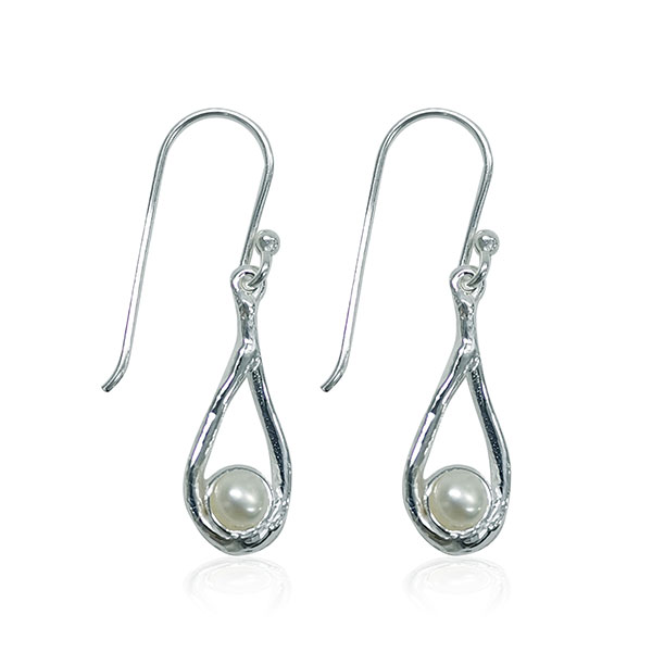 Ohrringe TROPFEN mir Perle, Silber / CONTIGO Fairtrade Onlineshop
