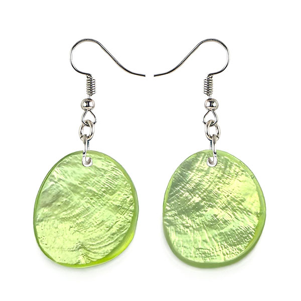 Ohrringe oval hellgrün, Capiz
