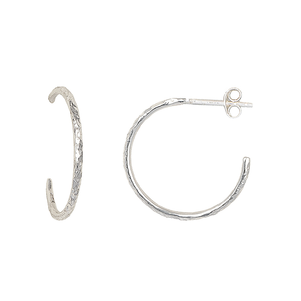 Creole Ohrstecker CIRCULO gehämmert, Silber / CONTIGO Fairtrade Onlineshop
