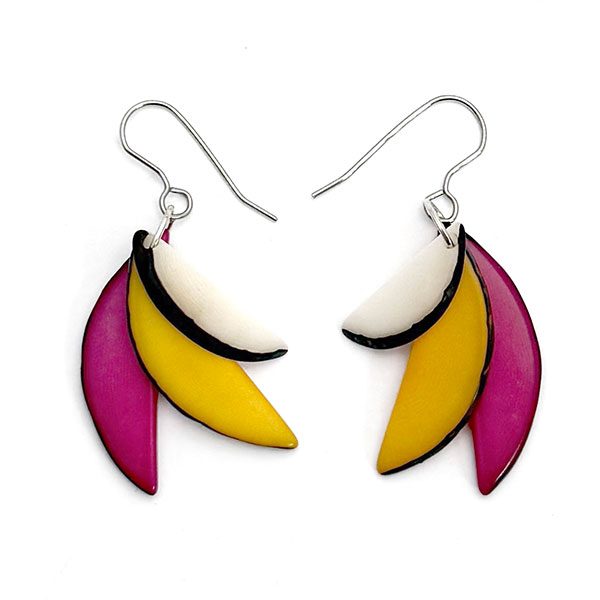Ohrringe SLICES pastell fuchsia, Tagua