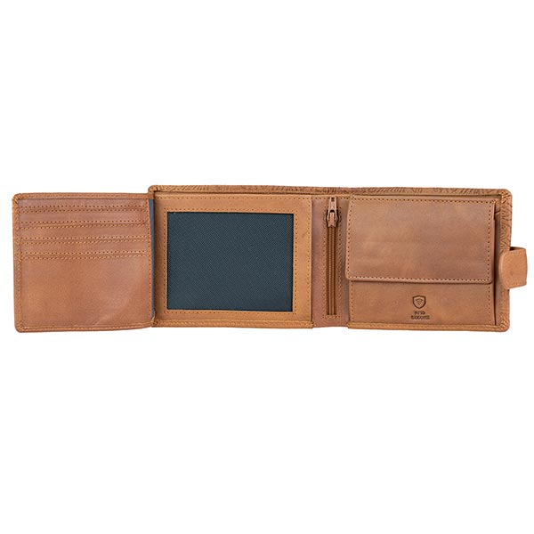Börse SPORTY Blumengarten 13x10cm RFID braun, Rindsleder / CONTIGO Fairtrade Onlineshop
