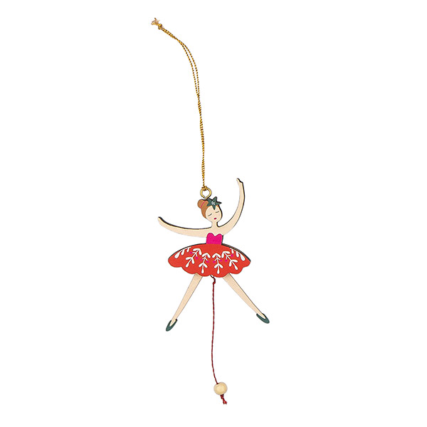 Hampelfigur Ballerina rot-schwarz, MDF