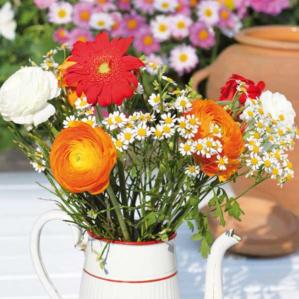 Grußkarte S Sommerstrauß in Emaillekanne Grußkarte S Sommerstrauß in Emaillekanne