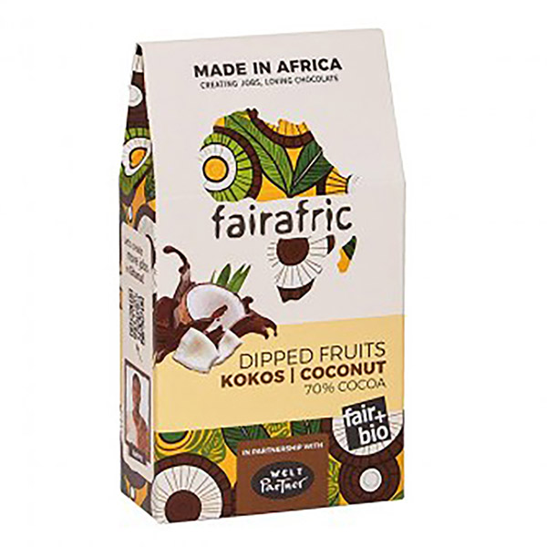 fairafric - Kokos in Zartbitterschokolade BIO 100g / CONTIGO Fairtrade Onlineshop