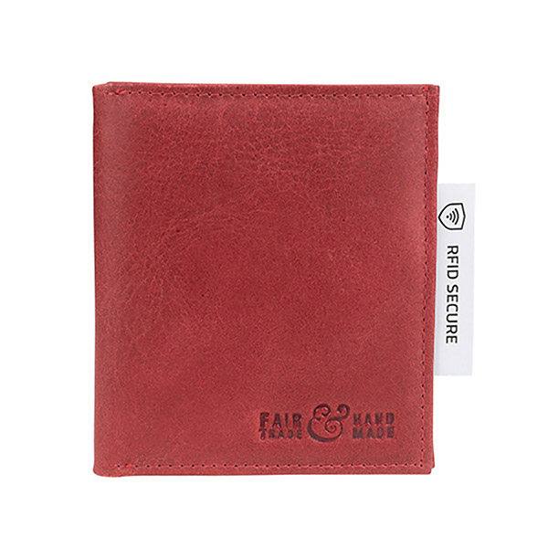 Börse VIENNA 9x10cm Vintage rot RFID-secure, Rindsleder / CONTIGO Fairtrade Onlineshop