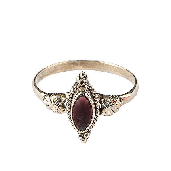 Ring Granat Ellipse, Silber