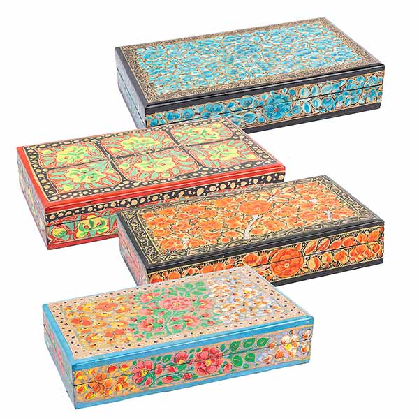 Dose flach Kaschmir, handbemalt, Pappmaché / CONTIGO Fairtrade Onlineshop