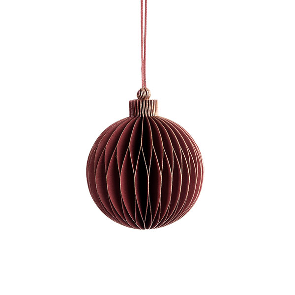 Papierdeko Origami 7,5cm GLOBE weinrot, Goldrand / CONTIGO Fairtrade Onlineshop