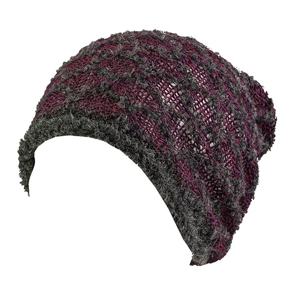 Mütze Beanie WABEN aubergine-anthrazit 100% Wolle (Alpaka)