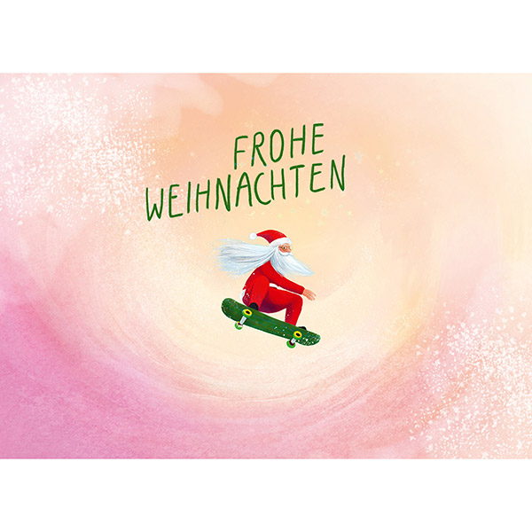 Postkarte Skating Santa / CONTIGO Fairtrade Onlineshop