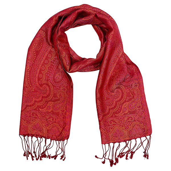 Schal PAISLEY, rot-pink, 165x35cm, 100 % Seide