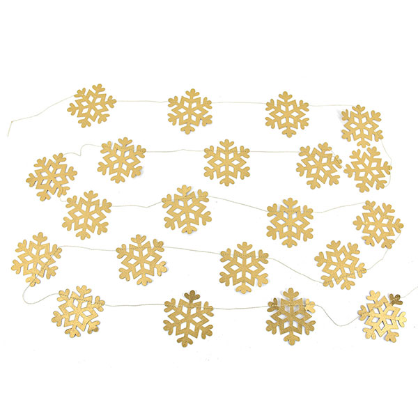 Girlande Schneeflocke, gold, 300cm, Papierdeko aus Recyclingpapier