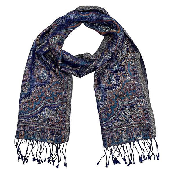 Schal PAISLEY, blau,  165x35cm, 100 % Seide