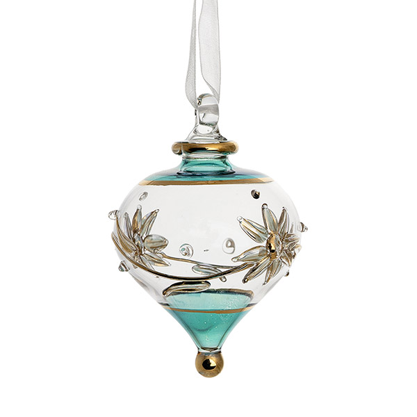 Glasdekoration 5,5cm Imperia, aqua-gold