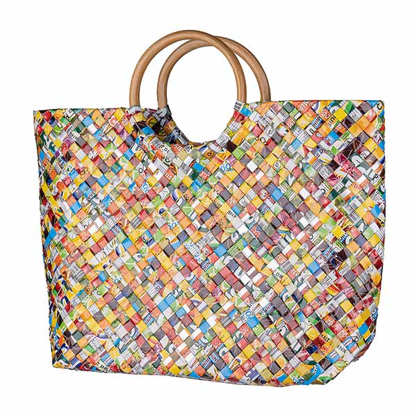 Saftpack UPCYCLING Handtasche Rattan, bunt / CONTIGO Fairtrade Onlineshop