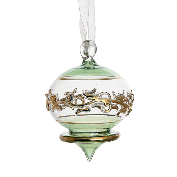 Glasdekoration 5,5cm Valoria, grün-gold