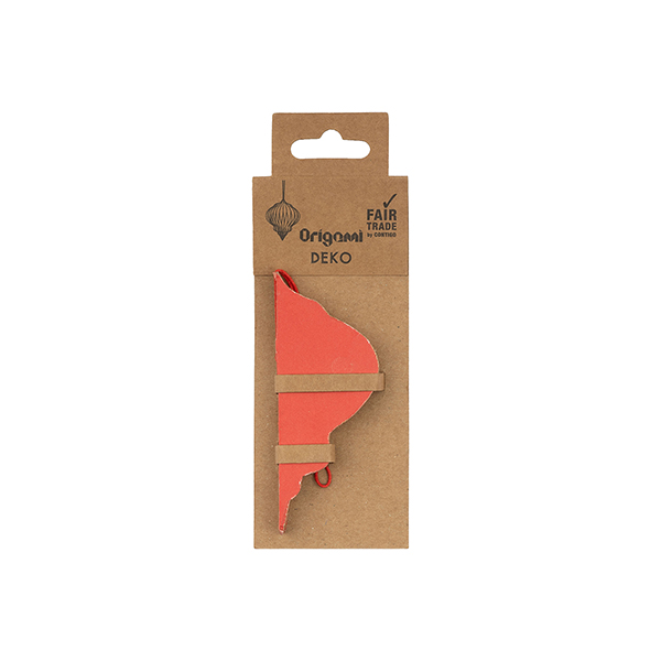 Papierdeko Origami DROP, 9 cm, rot, Goldrand / CONTIGO Fairtrade Onlineshop