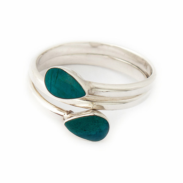 Ring DOS GOTAS Chrysokoll, Silber / CONTIGO Fairtrade Onlineshop