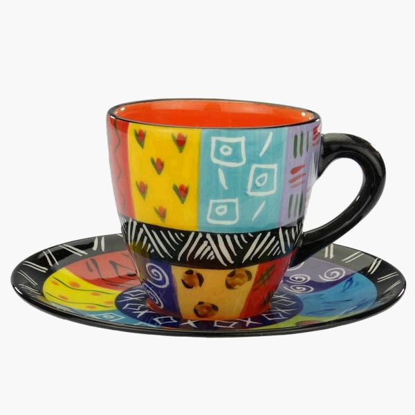 Kaffeetasse Abeni MULTICOLOURED, Ober-& Untertasse Kapula / CONTIGO Fairtrade Onlineshop
