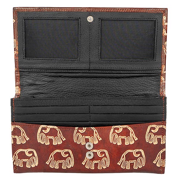 Brieftasche lang ELEFANT toffee-braun, Ziegenleder / CONTIGO Fairtrade Onlineshop