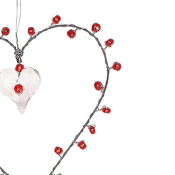Perlendekoration HERZ 8cm mit Kristall, rot / CONTIGO Fairtrade Onlineshop