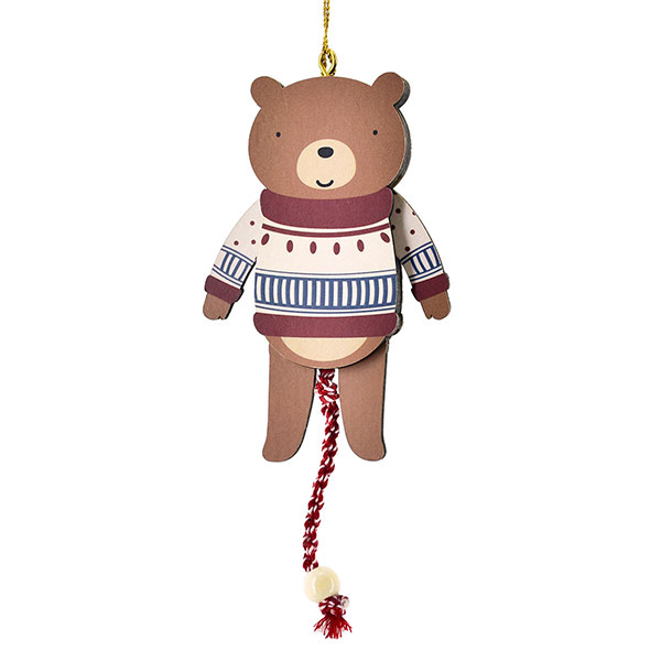 Hampelfigur Teddybär rot-weiß, MDF