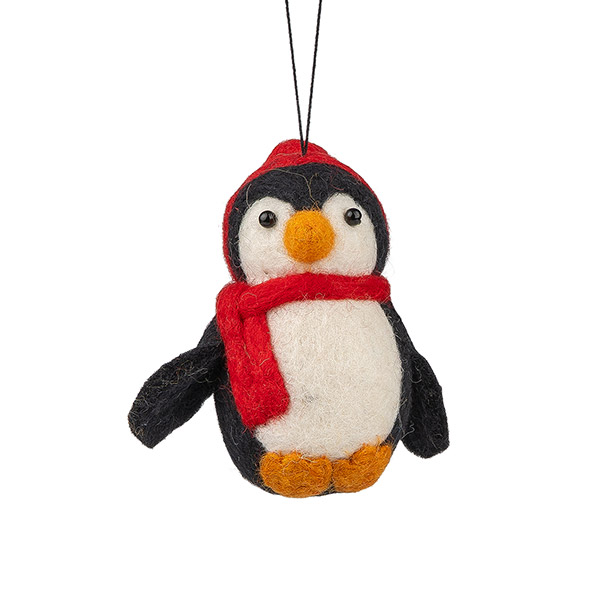 Dekoanhänger PINGUIN MIT SCHAL, Wollfilz