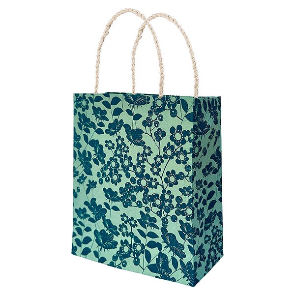 Geschenktüte M BLOOMING, hellblau-petrol, Loktapapier handgeschöpft